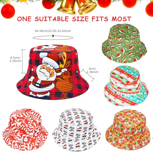 HEYTOP 6 Pack Funny Christmas Party Bucket Hats Santa Xmas Costume Accessories
