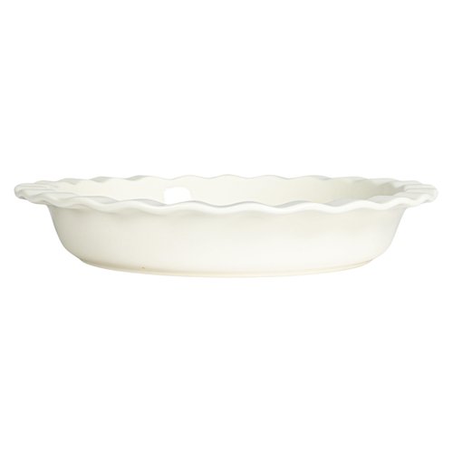 Creative Co-Op, White Round Stoneware Pie Dish, Medium