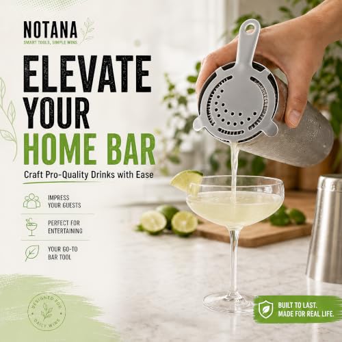 Notana 3-Pack Stainless Steel Hawthorne Cocktail Strainers for Bartenders and Home Bars