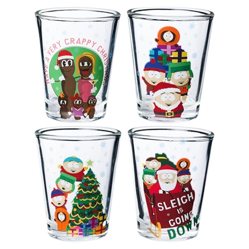 South Park Xmas Group Shots 4-Piece Mini Glass Set - Funny Holiday Drinkware