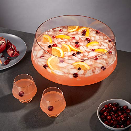 2.5-Gallon Footed Glass Punch Bowl, Large Angled Serving Bowl for Parties