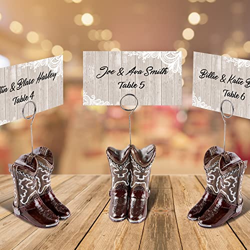 Western Cowboy Boots Photo and Balloon Holder for Rustic Party Decor