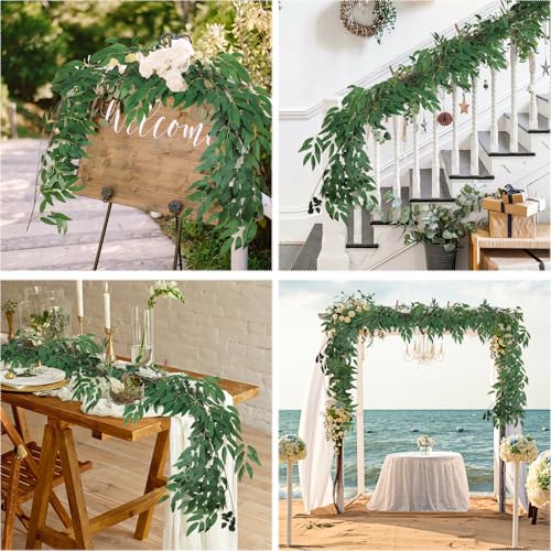 Artificial Willow Leaves Vine 2-Pack 5.9Ft Hanging Silk Greenery Garland