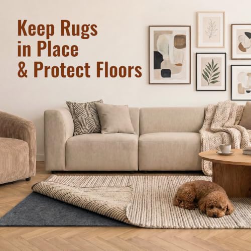 5x7 Ft Non-Slip Rug Pad, 1/4 Inch Thick Felt and Rubber Area Rug Gripper