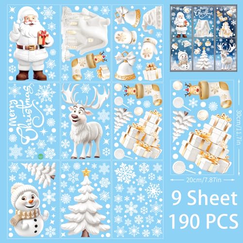Bloss Christmas Window Clings 190pc Snowflake Snowman Reusable Indoor/Outdoor Decor – Snowman Variation