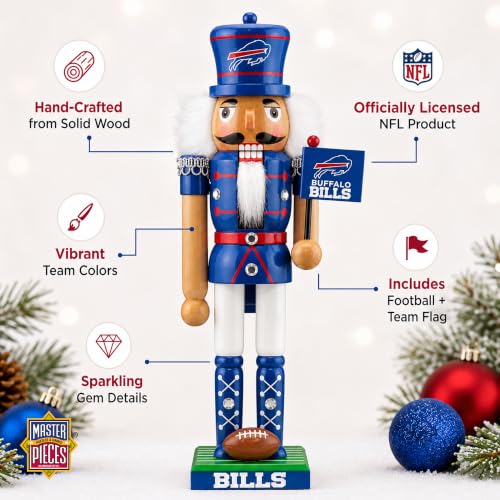 NFL Buffalo Bills 12-Inch Wooden Nutcracker Holiday Game Day Decor