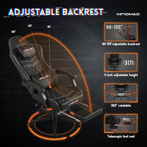 Big and Tall Gaming Chair, 400lb Capacity Ergonomic Office Chair with Footrest