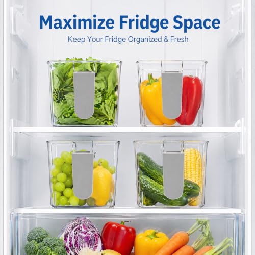 Pumtus 4-Pack Clear Ice Bins with Handles & Scoops - Refrigerator & Kitchen Storage