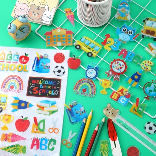 Back to School Window Gel Clings - 50 Reusable Decorative Stickers