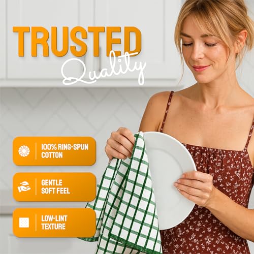 100% Cotton Kitchen Dish Towels, 16x26 Inch, 8 Pack - Ultra Absorbent
