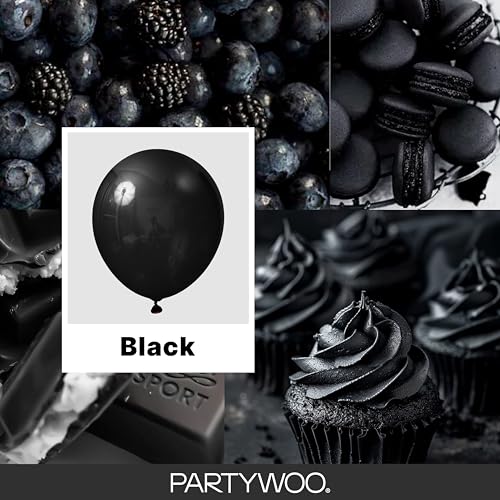 PartyWoo Black Balloons 155pcs Assorted Sizes Latex Party Decor