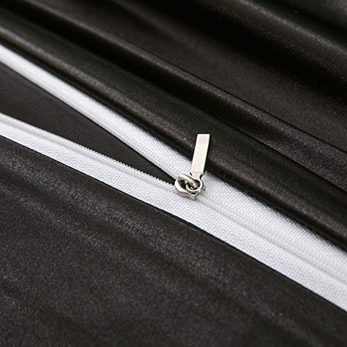 Black Satin Duvet Cover Twin - Luxury Soft Silky Fabric 68" x 90"