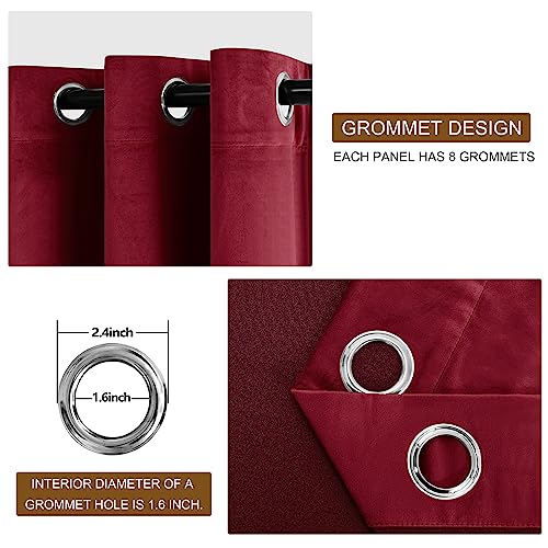DWCN Velvet Curtains 52x84 Wine Red – Set of 2 Tieable Panels