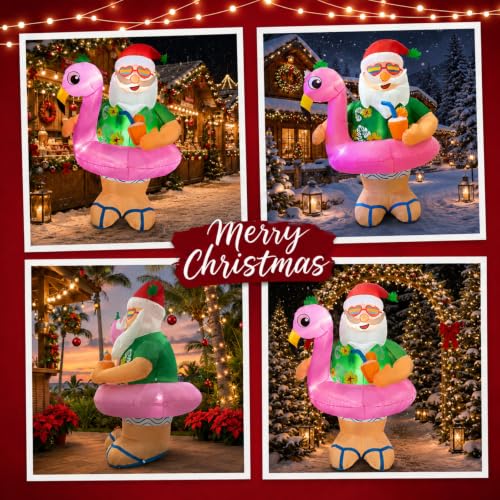 Kofero Santa Inflatable Yard Decoration - 6FT Hawaii Christmas Blow-up with LED Lights, Outdoor Holiday Decor