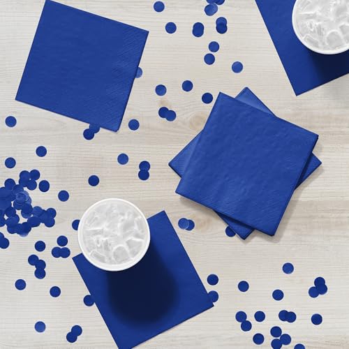 Creative Converting 50 Cobalt 3-Ply Touch of Color Beverage Napkins 5" x 5"