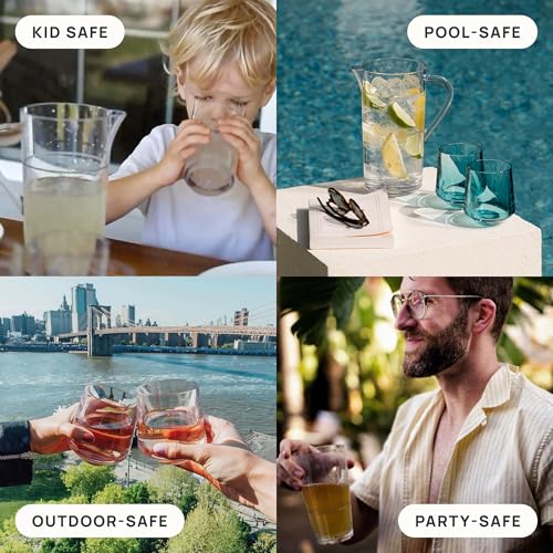 Drinique 13.5oz Unbreakable Plastic Hurricane Cocktail Glass - Clear, Set of 4