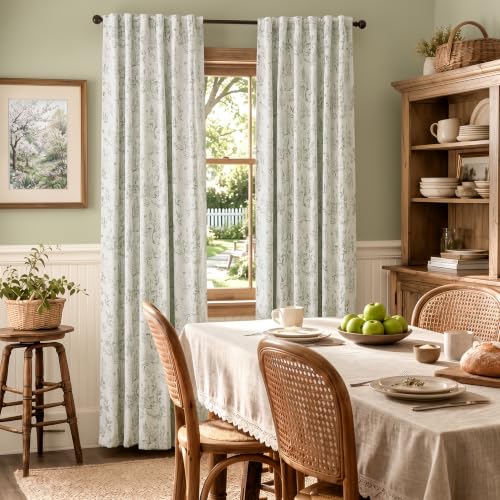 Blackout Curtains 84 Inch - Botanical Rabbit Pattern Room Darkening Panels
