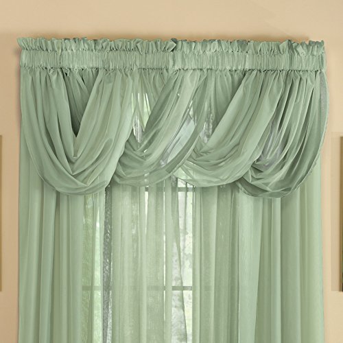 Scoop Sheer Valances - Two-Piece Rod Pocket Window Treatment, Sage