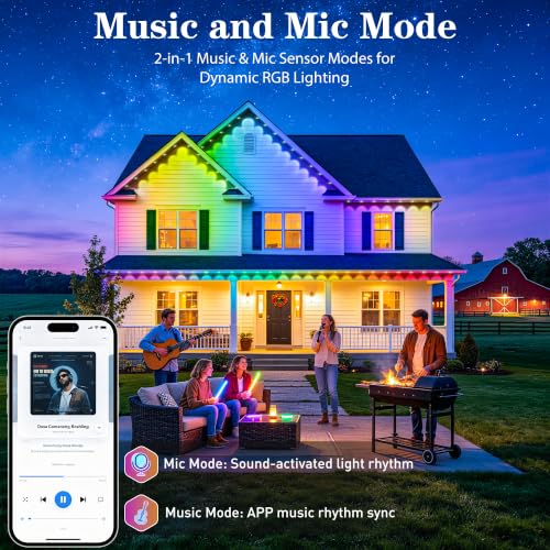 LADIKAKA 300FT RGB + IC Outdoor LED String Lights with Chasing Effect, Waterproof Smart RGB Strip for Holiday & Garden