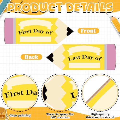 First and Last Day of School Chalkboard Sign - Pencil-Shaped Reusable Board