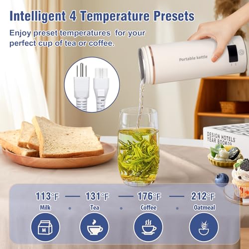 Portable Electric Kettle for Travel - 13.5oz Stainless Steel Water Boiler