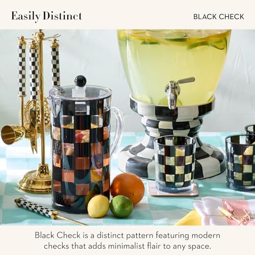 Checkered Acrylic Wine Goblets, 12-Ounce Stemmed Glasses, Set of 4