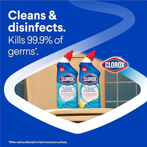 Clorox Toilet Bowl Cleaner Clinging Bleach Gel Ocean Mist 24 Fl Oz 2-Pack