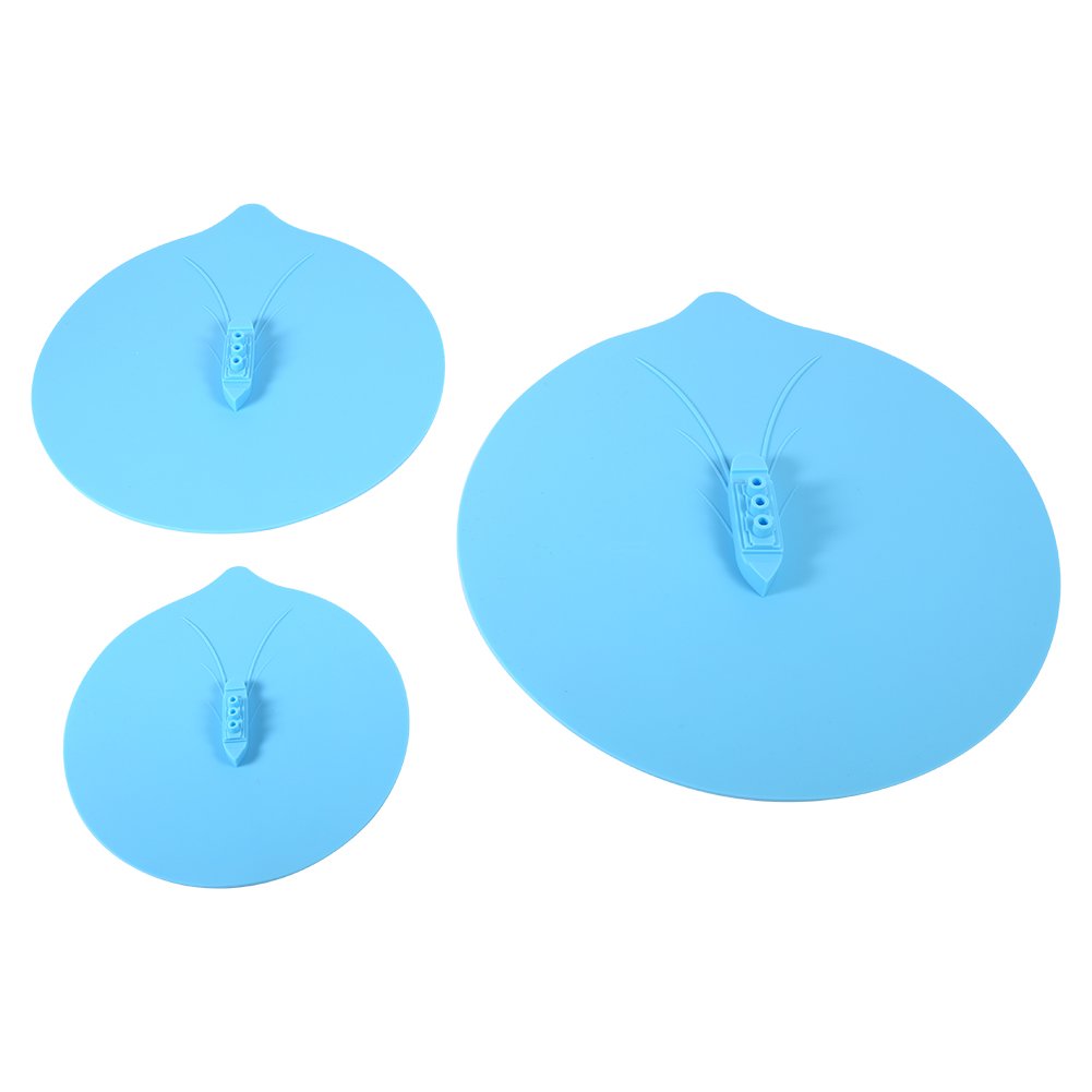 Design Silicone Seal Cover Pot Mug Cup Lid Set of 3pcs, High Temp Range, 3 Hole, Flexible with 3 Sizes for Bowls, Pots