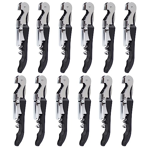 RECUTMS 12 Pack Black Waiter Corkscrew Wine Opener Set - Professional Bar Tool