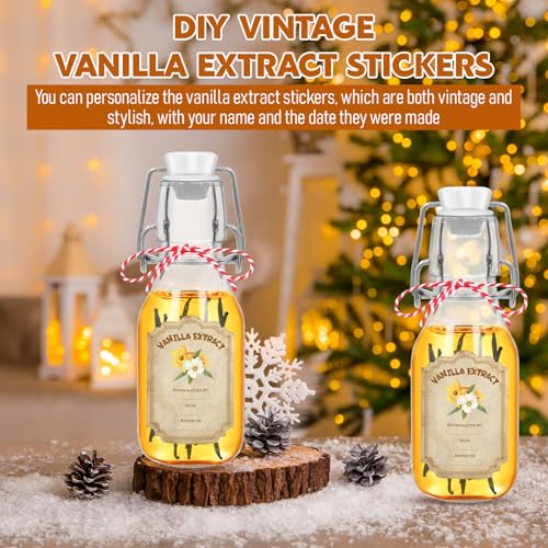 Round 4oz Swing Top Glass Vanilla Extract Bottles 20 Pack with Lids, Labels & Funnel (NVioAsport) - 4 oz