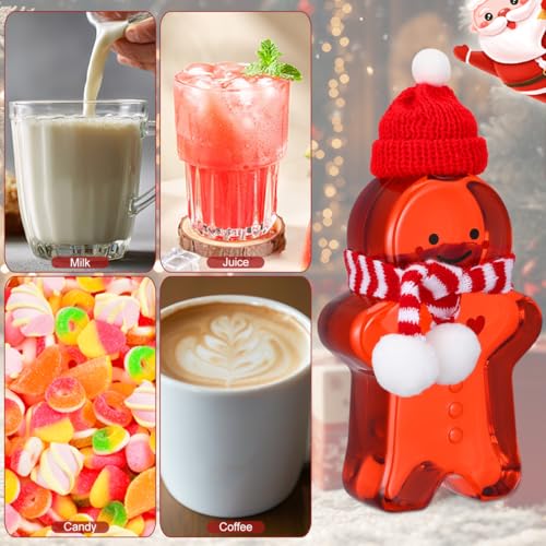 25 Pack Gingerbread Man Plastic Water Bottles with Lids for Christmas Party Kids Holiday