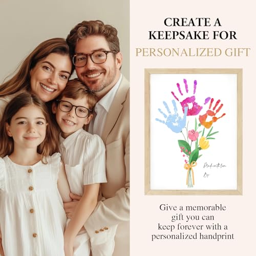 Physkoa Art Deco Handprint Flower Craft Kit with Frame - Mom Grandma Gift