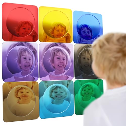 Shatterproof Sensory Bubble Wall Mirrors for Kids - 9 Pack Acrylic Decor