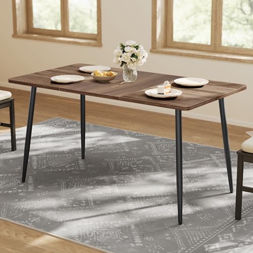 55.1" Modern Dining Table for 4-6 People - Heat-Resistant Walnut Table