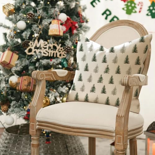 RABUSOFA Green Christmas Tree Pillow Covers 20x20in Set of 2 - 100% Polyester