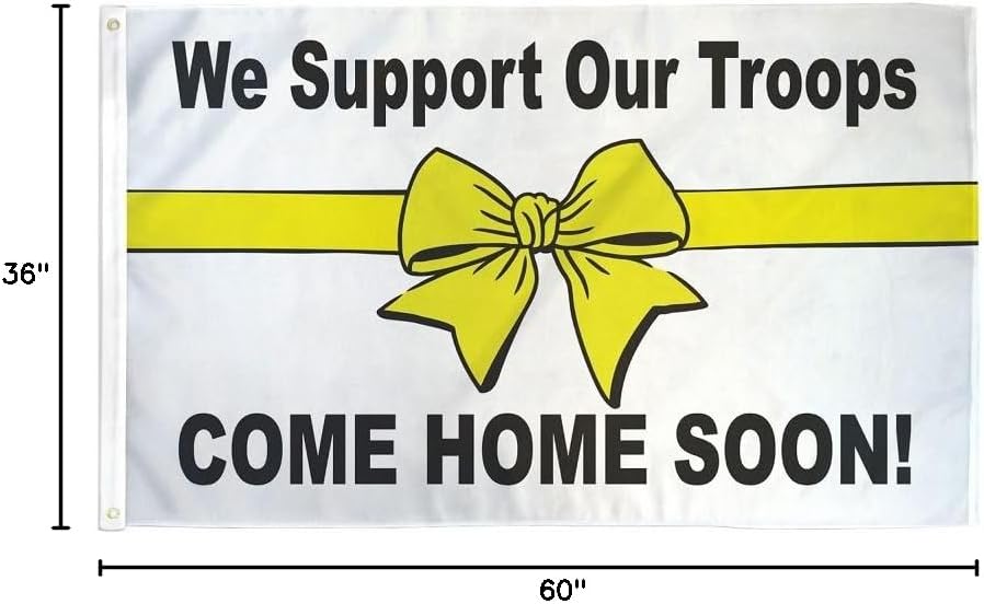 Support Our Troops Flag - Yellow Ribbon Military Banner 3x5 ft | Honor Our Heroes