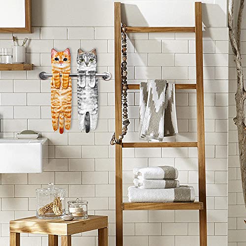 Funny Cat Hand Towel, Soft Hanging Decorative Towel for Bathroom and Kitchen
