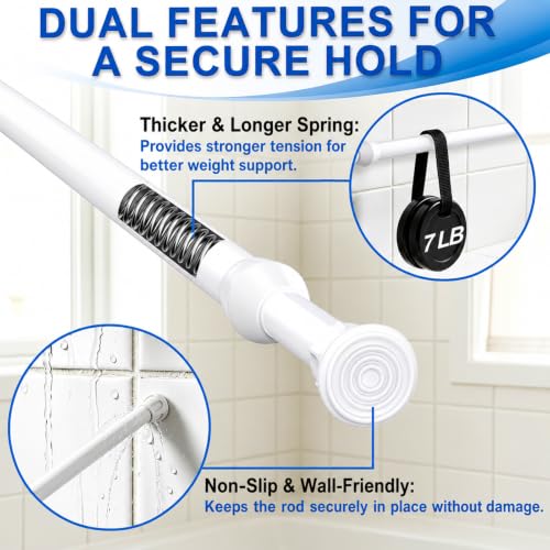 Adjustable Tension Curtain Rods 2-Pack, 15.7-28 Inch Small Spring Rods