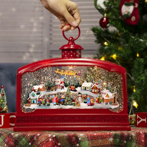 Christmas Large Red Snow Globe with Lights, Music & Timer - Indoor Holiday Decor - Variation: Christmas Large Red