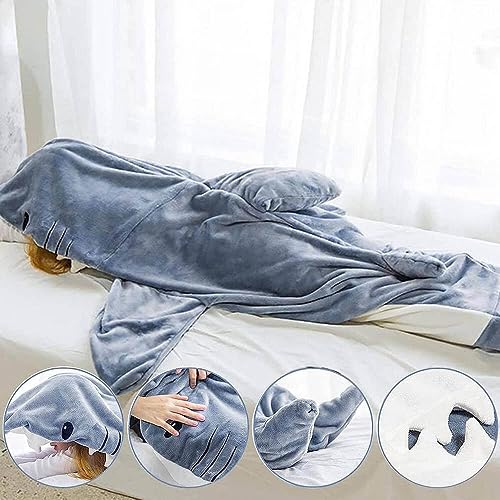 Shark Blanket Hoodie – Soft Wearable Shark Sleeping Bag for Adults & Kids