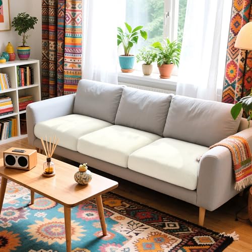 Stretch Couch Cushion Covers - 3-Piece Jacquard Sofa Seat Slipcover Set