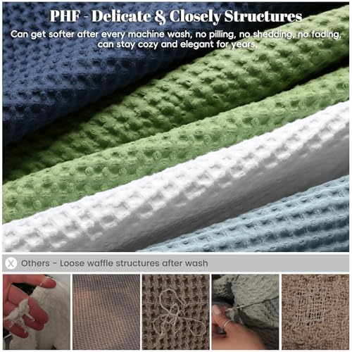 Cotton Waffle Blanket - Lightweight Queen Size White Throw