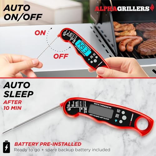 Alpha Grillers Instant Read Meat Thermometer Digital, Cooking, Food,