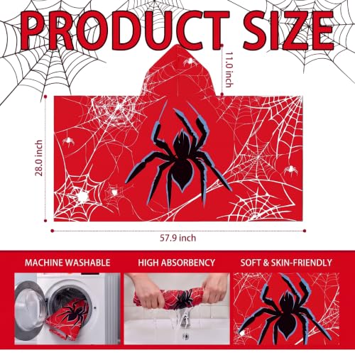 Peryiter 2-Pack Spider Hooded Beach Towels - Quick Dry & Soft, 58" x 28"