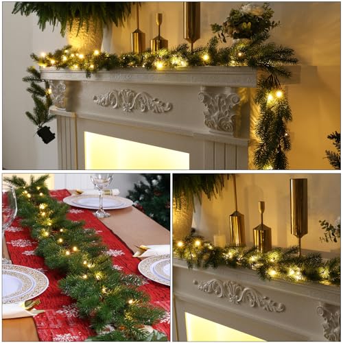6 Ft LED Christmas Garland with Lights Battery Operated Outdoor Decor