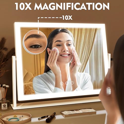 ROLOVE Lighted Makeup Mirror 16.3"x12.6", Hollywood Vanity with 10X