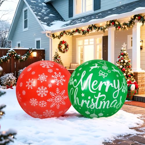Wlicon 32 Inch Christmas Inflatable Balls Set Outdoor Holiday Decor
