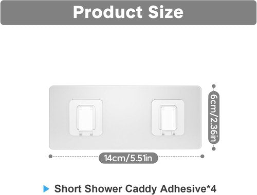 Lsnisni Shower Caddy Adhesive Replacement - Waterproof Strips for No-Drill Bathroom & Kitchen Storage | 4 Pack, Clear