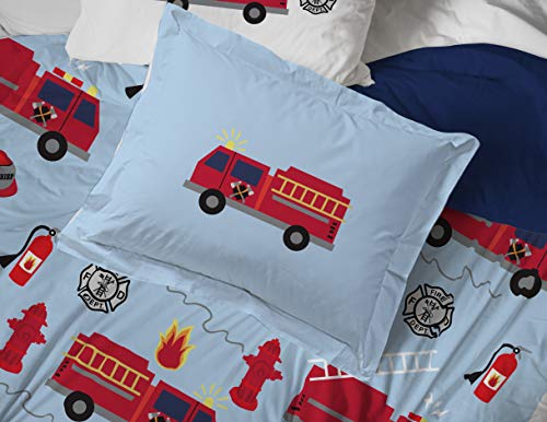 Jay Franco Fire Truck Twin Comforter Set 5 Piece Kids Bedding - Soft Microfiber
