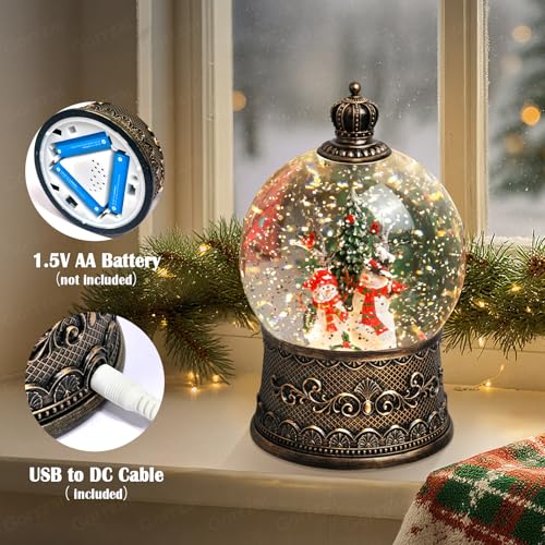 Lighted Musical Snowman Snow Globe Lantern with 6-Hour Timer & Glitter
